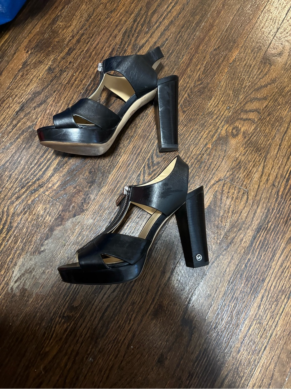 Michael Kors, Berkley Leather Block-Heel Sandals, Size 6 1/2M